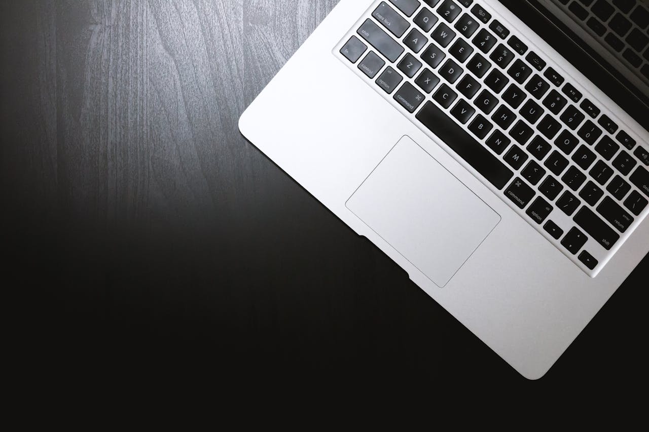 Top view of a sleek laptop on a desk